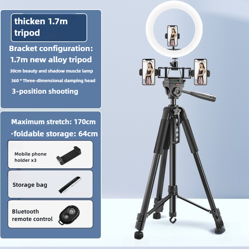 Photography Lighting Options - Smartphone-Kamerastativ Einzel- und Dreifachpositionierung mit Lichtoption