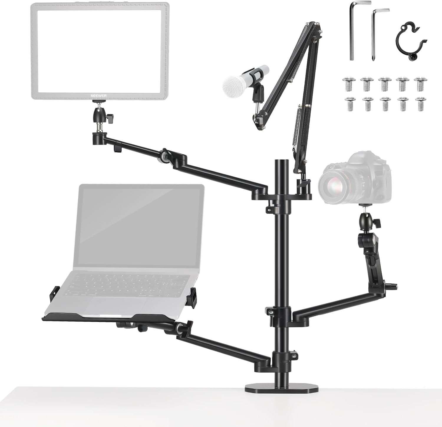 Photography Lighting Online - Tischmontierte Overhead-Kamerahalterung mit 4 Auslegearmen, kompatibel