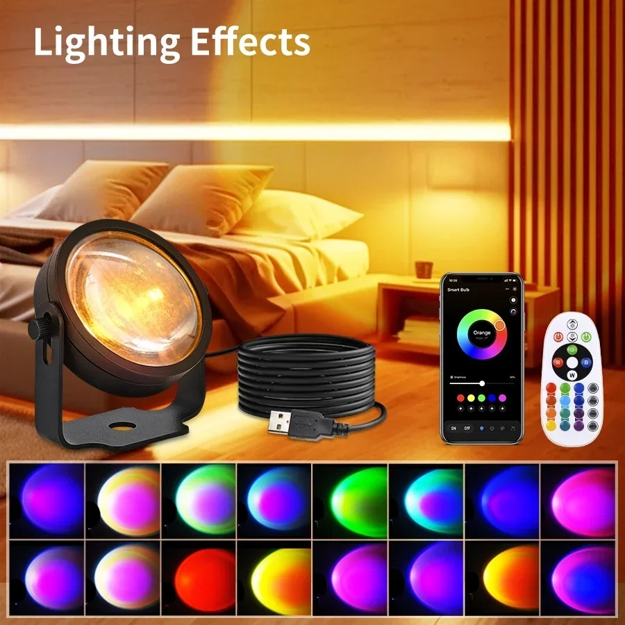 Photography Lighting Diy - Smarte LED-Sonnenuntergang-Projektorlampe Tuya WiFi & IR-Fernbedienung