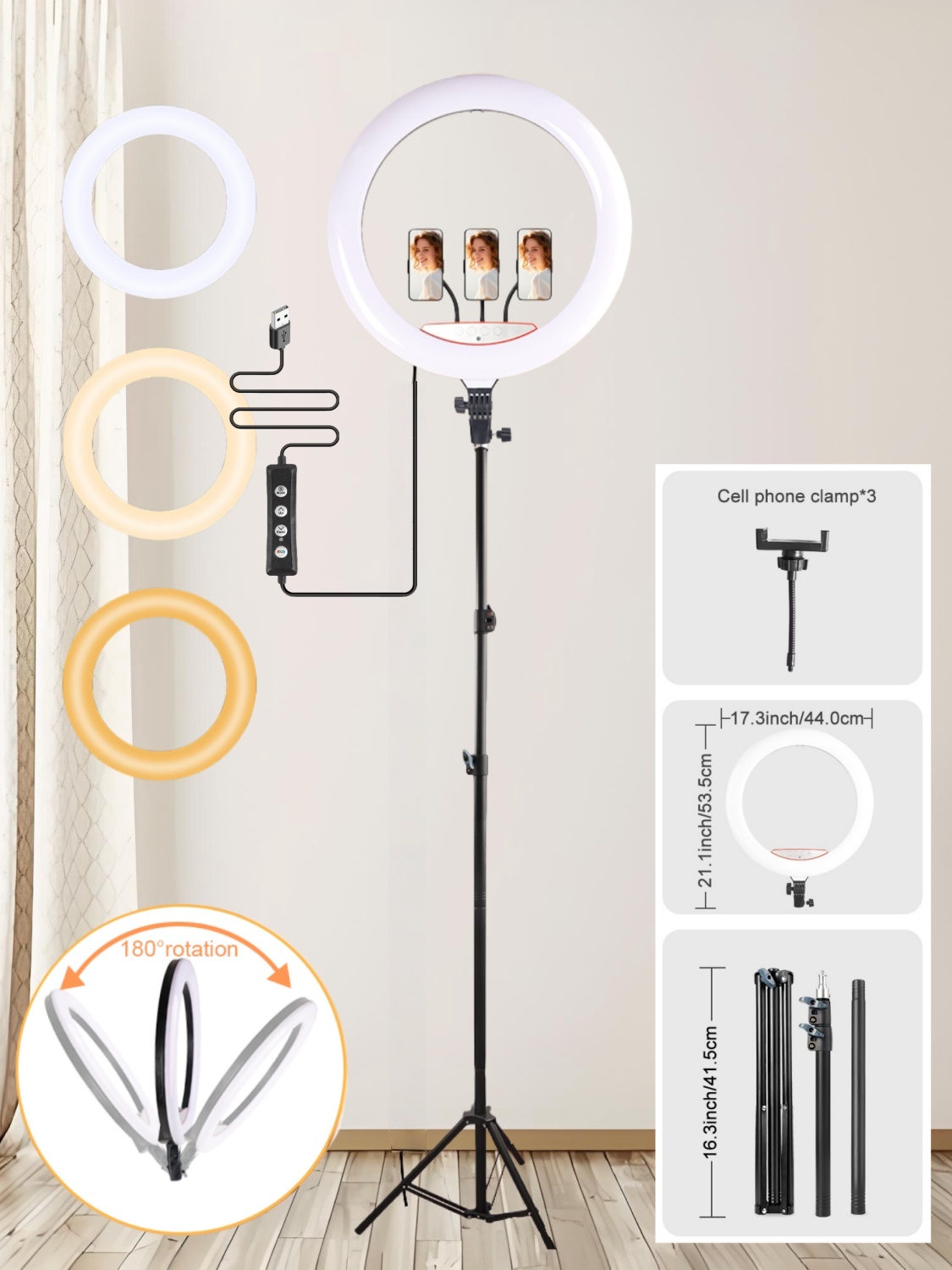 Photography Lighting Online - Professionelles 18-Zoll-Ringlicht-Set mit Aufbewahrungstasche - 1,86