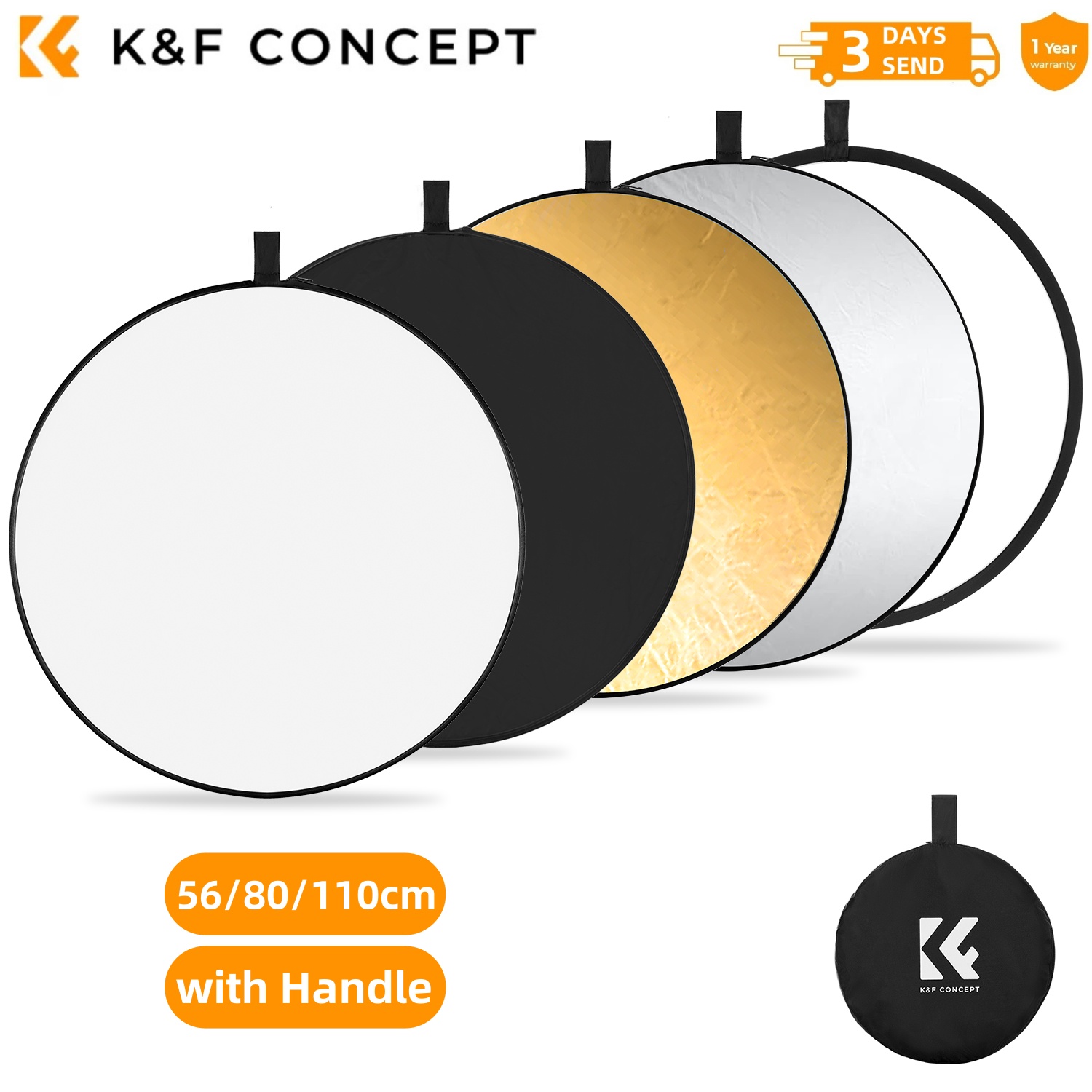 K&F CONCEPT 56/80/110cm 5-in-1 – Photography Lighting Reflector Bewertung und Preis